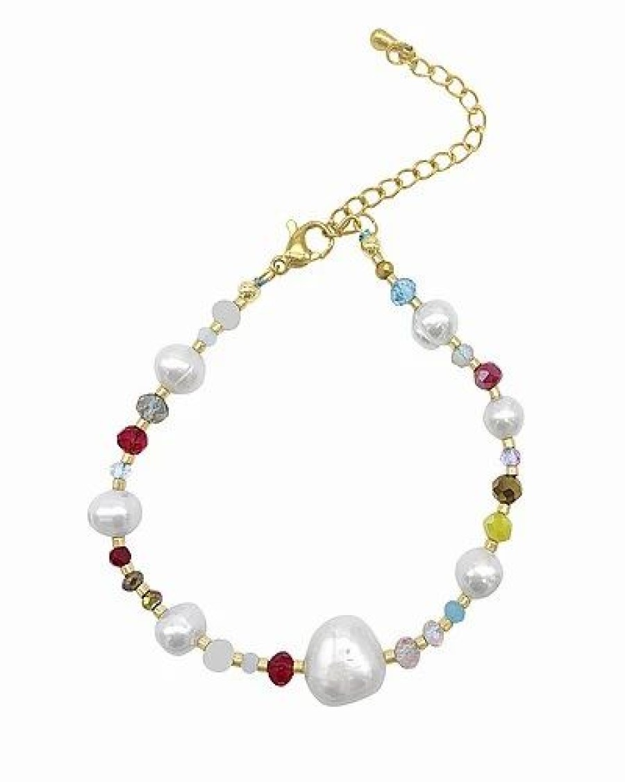 Bracelets * | Adornia 14K Plated 8-8.5Mm Pearl Beaded Bracelet Women