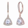 Earrings * | Genevive 18K Rose Gold Vermeil Cz Drop Earrings Women