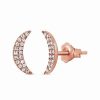 Earrings * | Sabrina Designs 14K Rose Gold 0.12 Ct. Tw. Diamond Moon Earrings Women