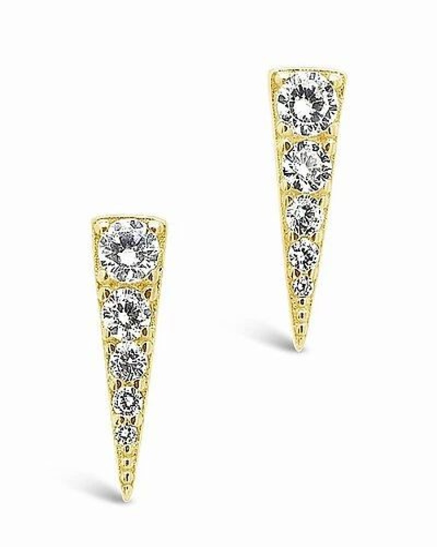 Earrings * | Sterling Forever 14K Over Silver Cz Pyramid Studs Women