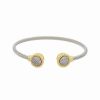 Bracelets * | Juvell 18K Two-Tone Plated Cz Twisted Cable Heart Bangle Bracelet Women