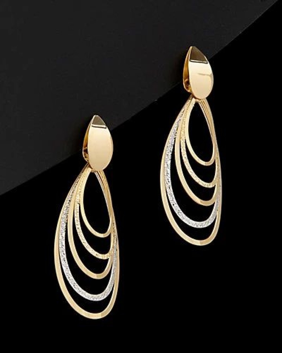 Earrings * | 14K Italian Gold Two-Tone Drop Earrings Women