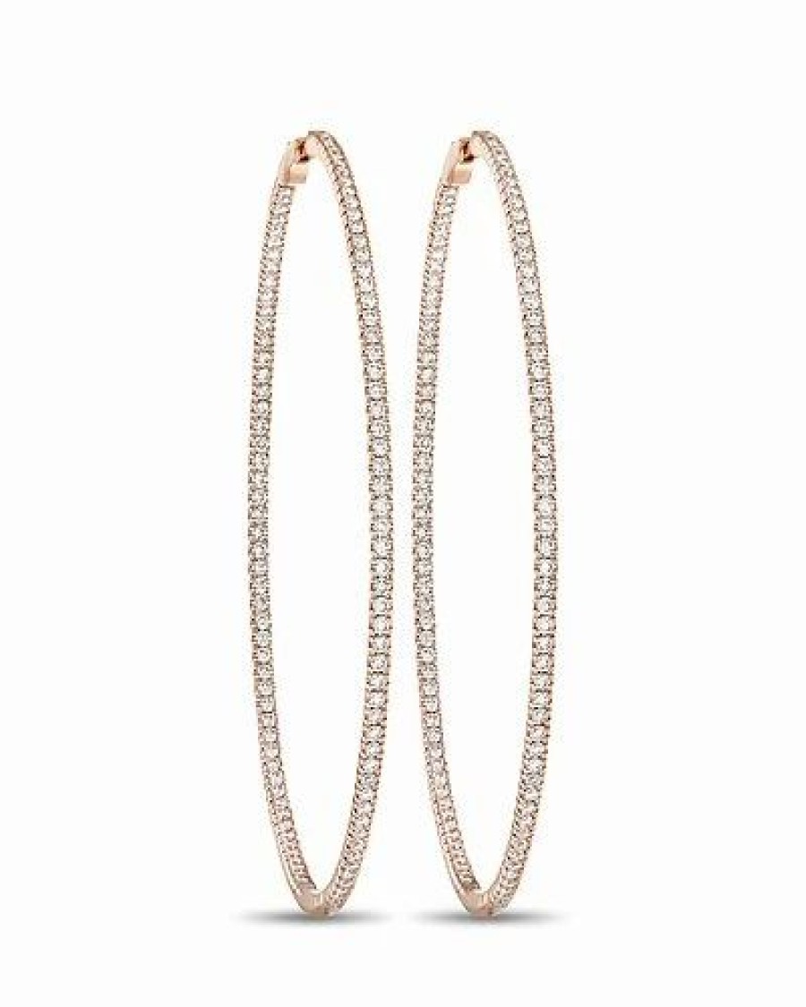 Earrings * | Diamond Select Cuts 14K Rose Gold 2.90 Ct. Tw. Diamond Hoops Women