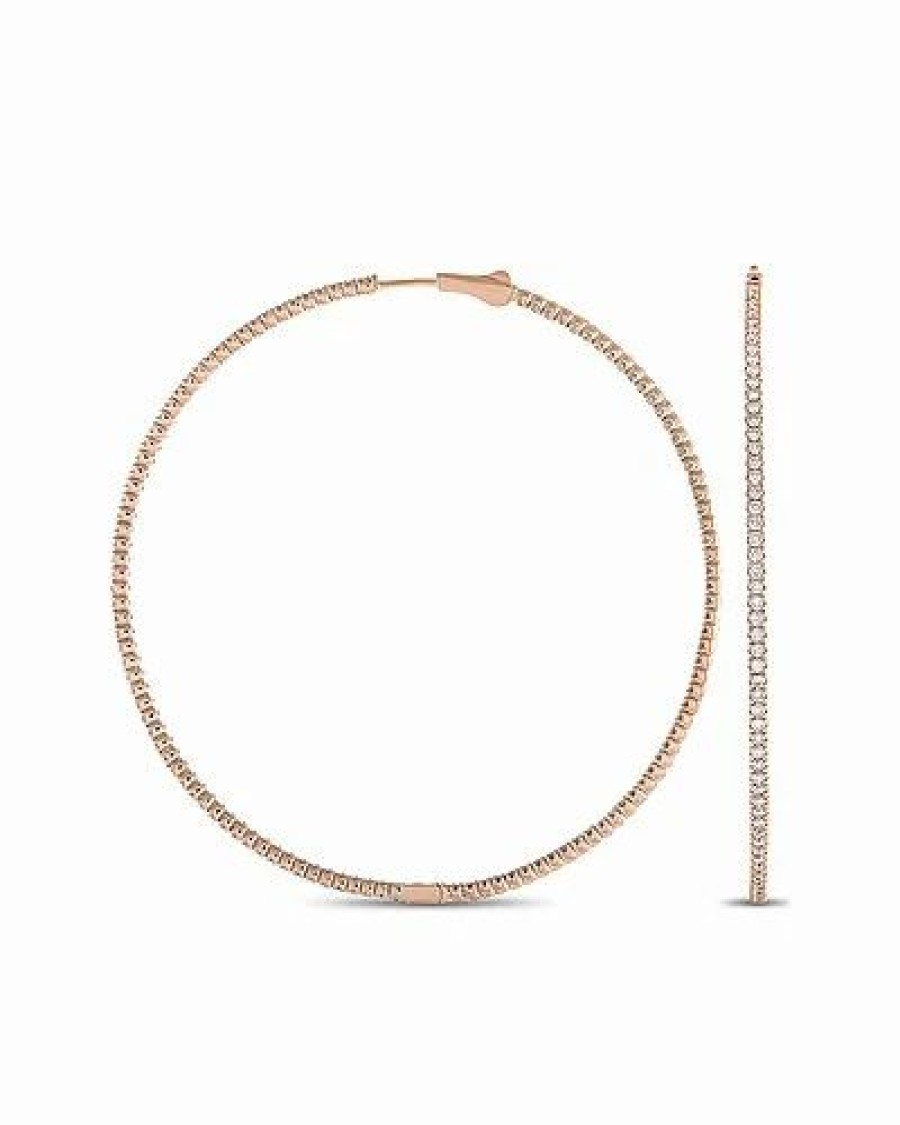 Earrings * | Diamond Select Cuts 14K Rose Gold 2.90 Ct. Tw. Diamond Hoops Women