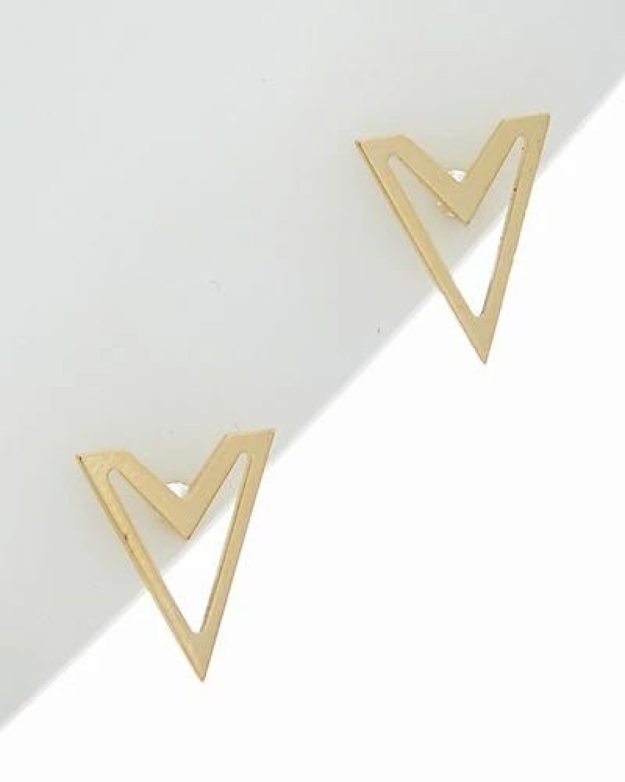 Earrings * | 14K Italian Gold Double V Studs Women