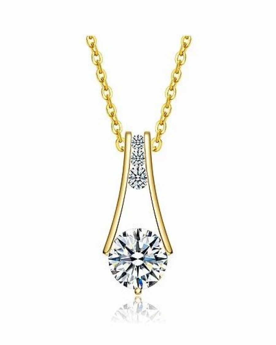 Necklaces * | Genevive 14K Over Silver Cz Necklace Women