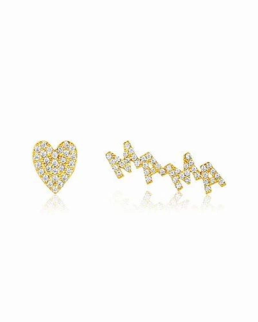 Earrings * | Adornia 14K Plated Mama Curved Earrings Women