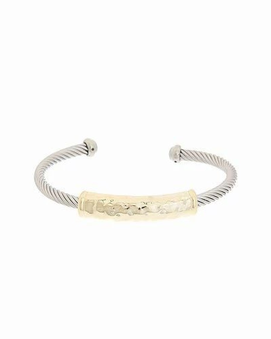 Bracelets * | Juvell 18K Two-Tone Plated Twisted Cable Bangle Bracelet Women