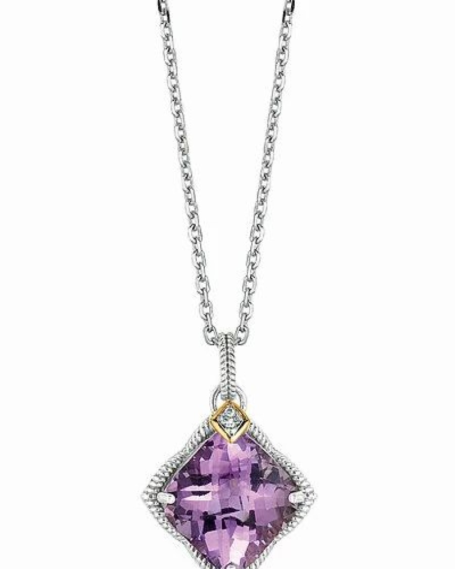 Necklaces * | Phillip Gavriel Silver Diamond & Amethyst Pendant Necklace Women