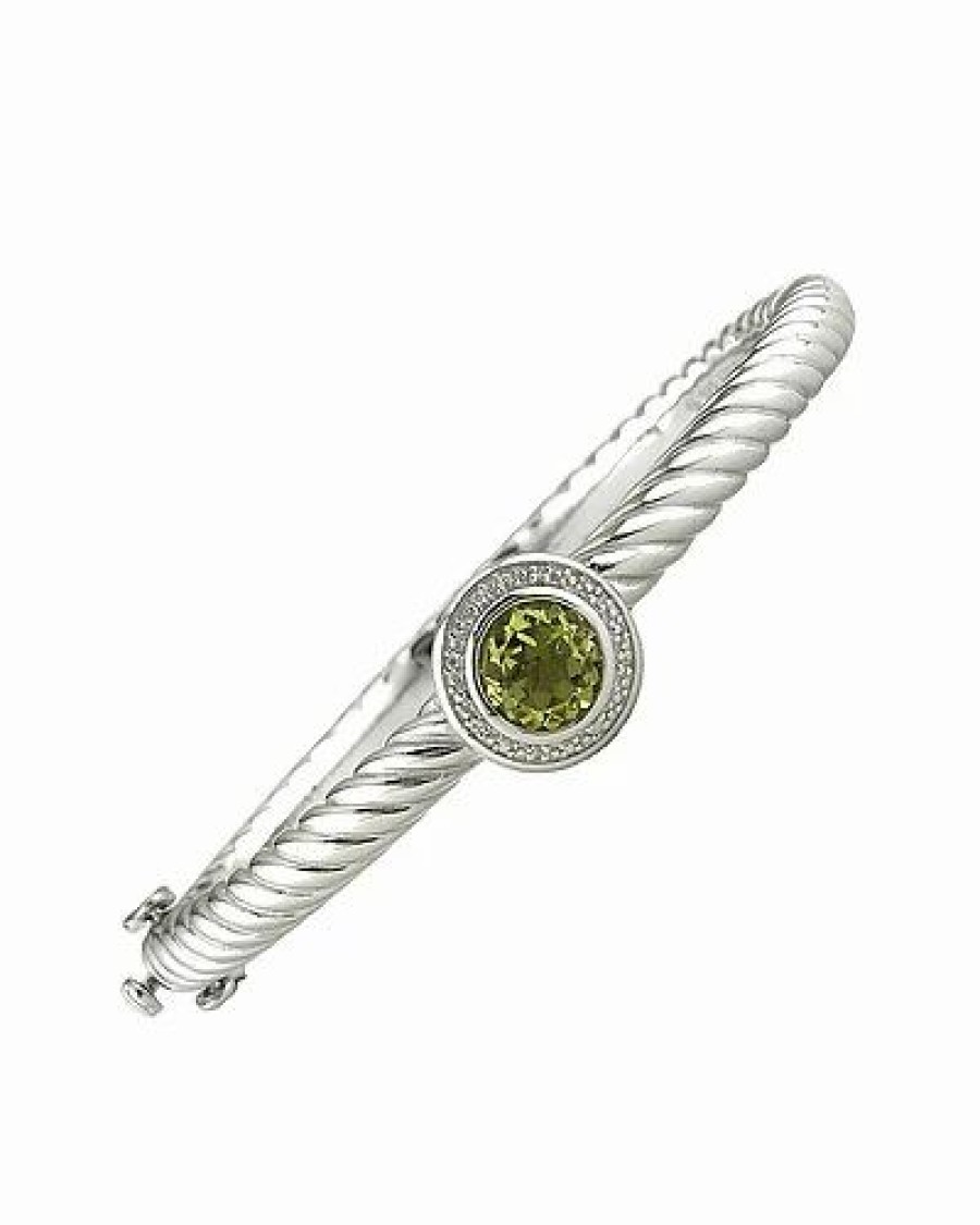 Bracelets * | Diamond Select Cuts Ver & Steel 1.82 Ct. Tw. Diamond & Lemon Quartz Bangle Bracelet Women