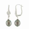 Earrings * | Splendid Pearls Ver 9-10Mm Tahitian Pearl & Cz Earrings Women