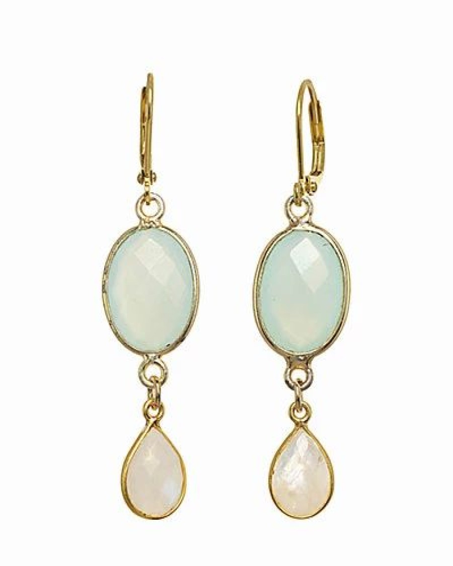 Earrings * | Rachel Reinhardt 14K Over Silver Chalcedony & Moonstone Earrings Women