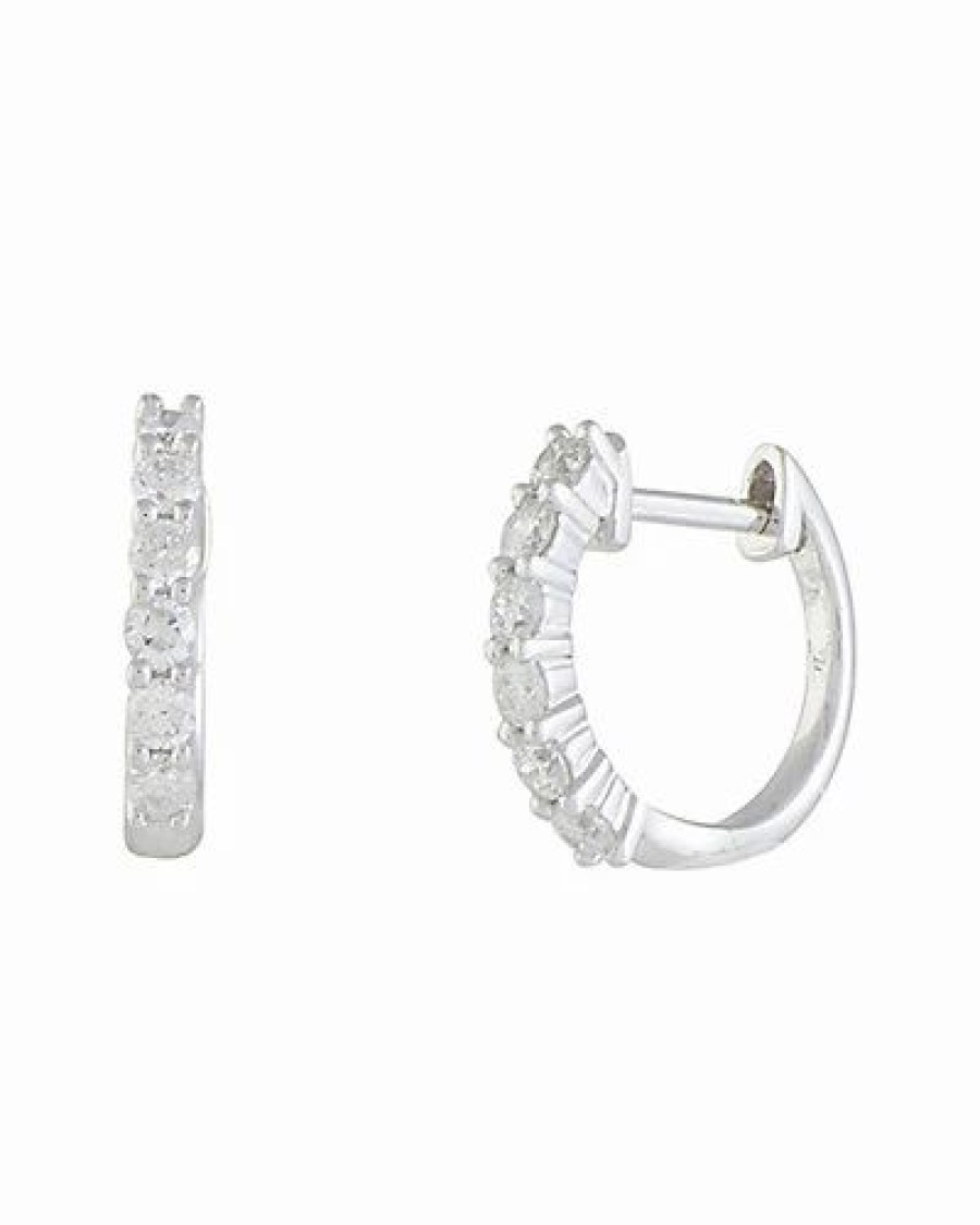 Earrings * | Diamond Select Cuts 14K 0.50 Ct. Tw. Diamond Hoops Women