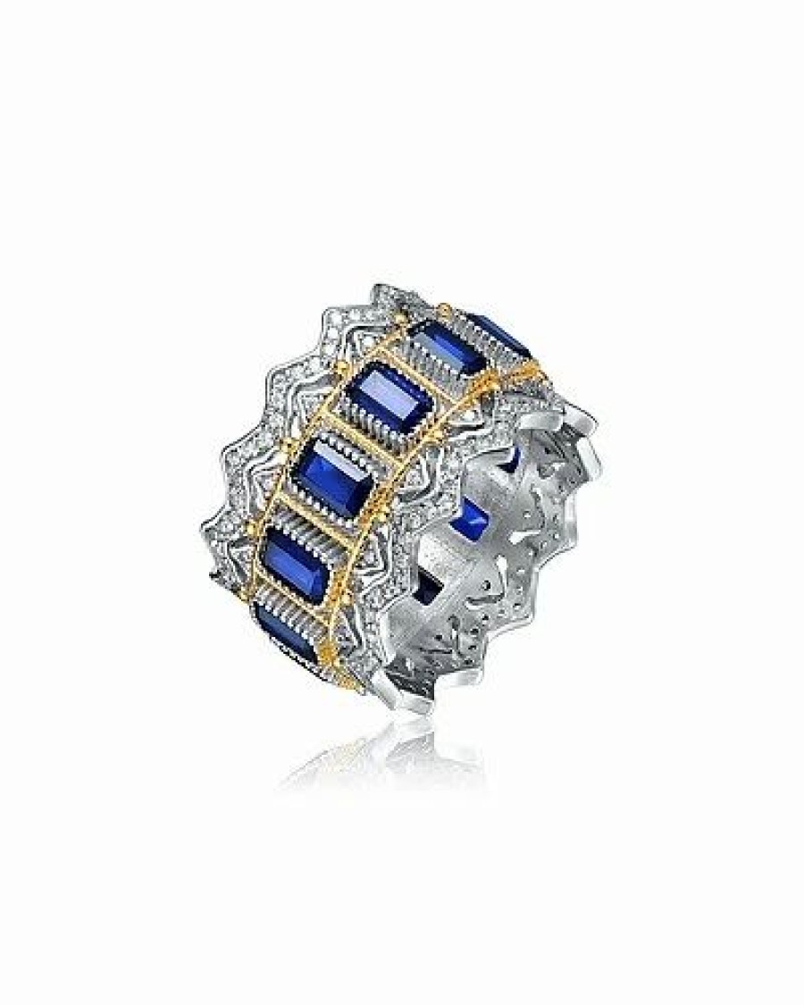 Rings * | Genevive Two-Tone Plated Cz Ring Women