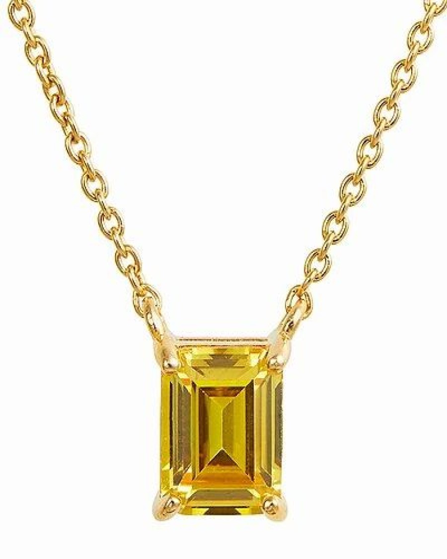 Necklaces * | Savvy Cie 18K Over Silver Citrine November Birthstone Necklace Women