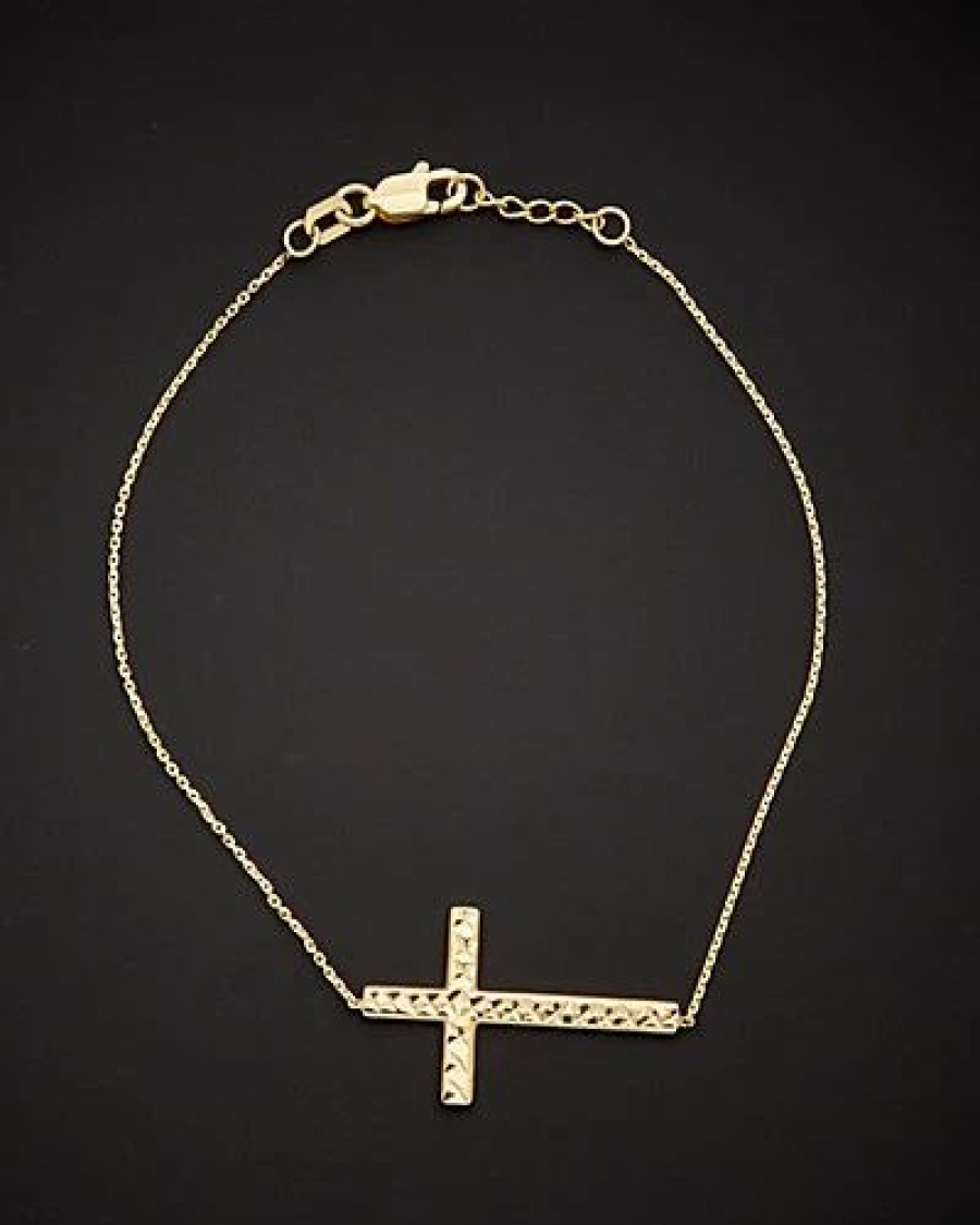 Bracelets * | 14K Italian Gold Cross Bracelet Women