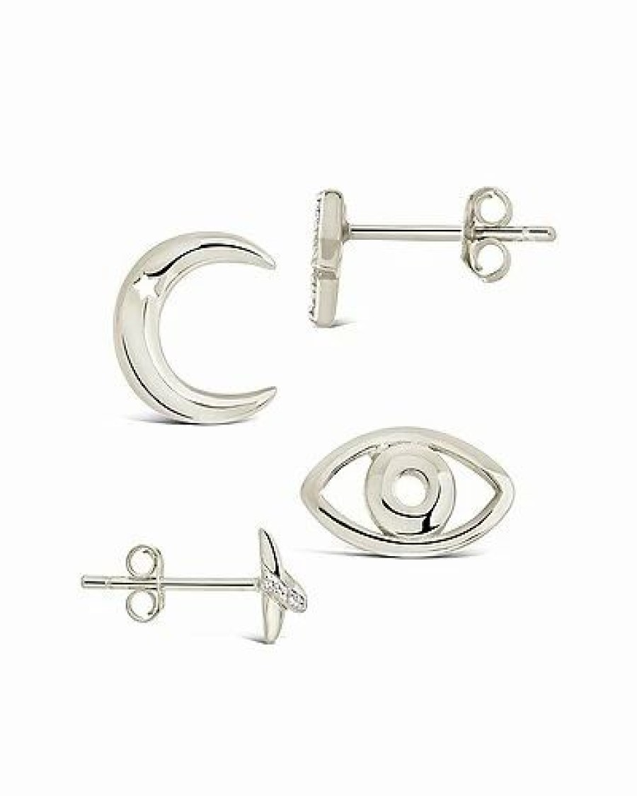 Earrings * | Sterling Forever Cz Celestial Mixed Studs Women