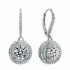 Earrings * | Genevive Silver Cz Drop Earrings Women