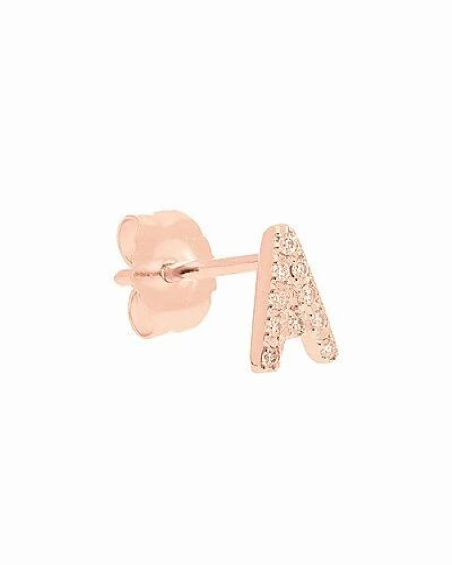 Earrings * | Nephora 14K Rose Gold 0.04 Ct. Tw. Diamond Single Initial Earring (A-Z) Women