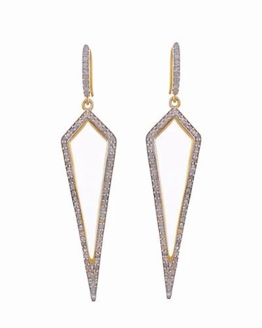 Earrings * | Forever Creations Usa Inc. 18K Gold Over Silver 1.00 Ct. Tw. Diamond Drop Earrings Women