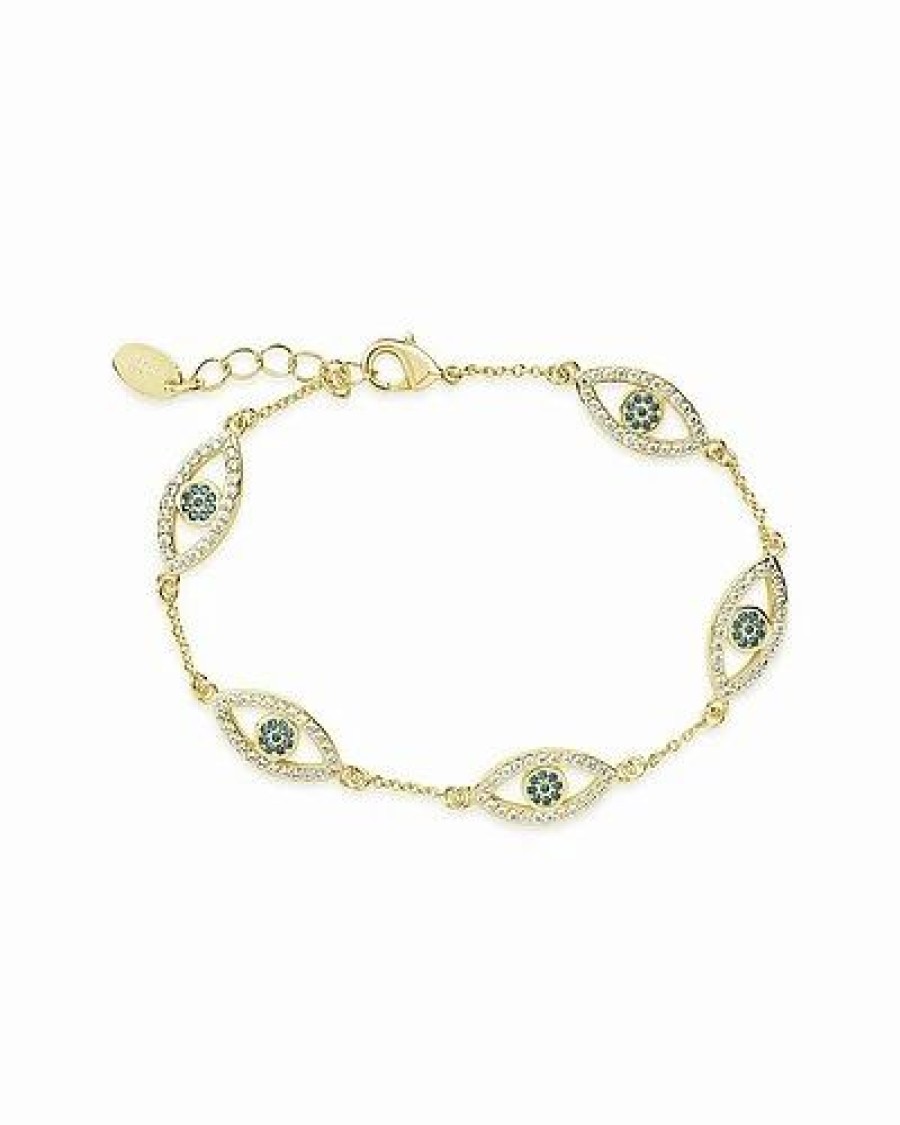 Bracelets * | Sterling Forever 14K Plated Cz Evil Eye Bracelet Women