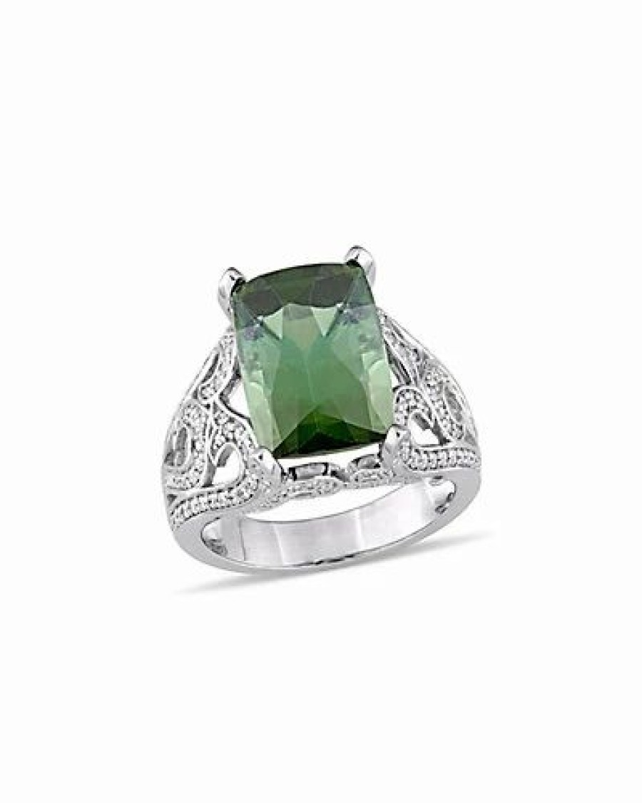 Rings * | Diamond Select Cuts 14K 4.98 Ct. Tw. Diamond & Green Tourmaline Ring Women