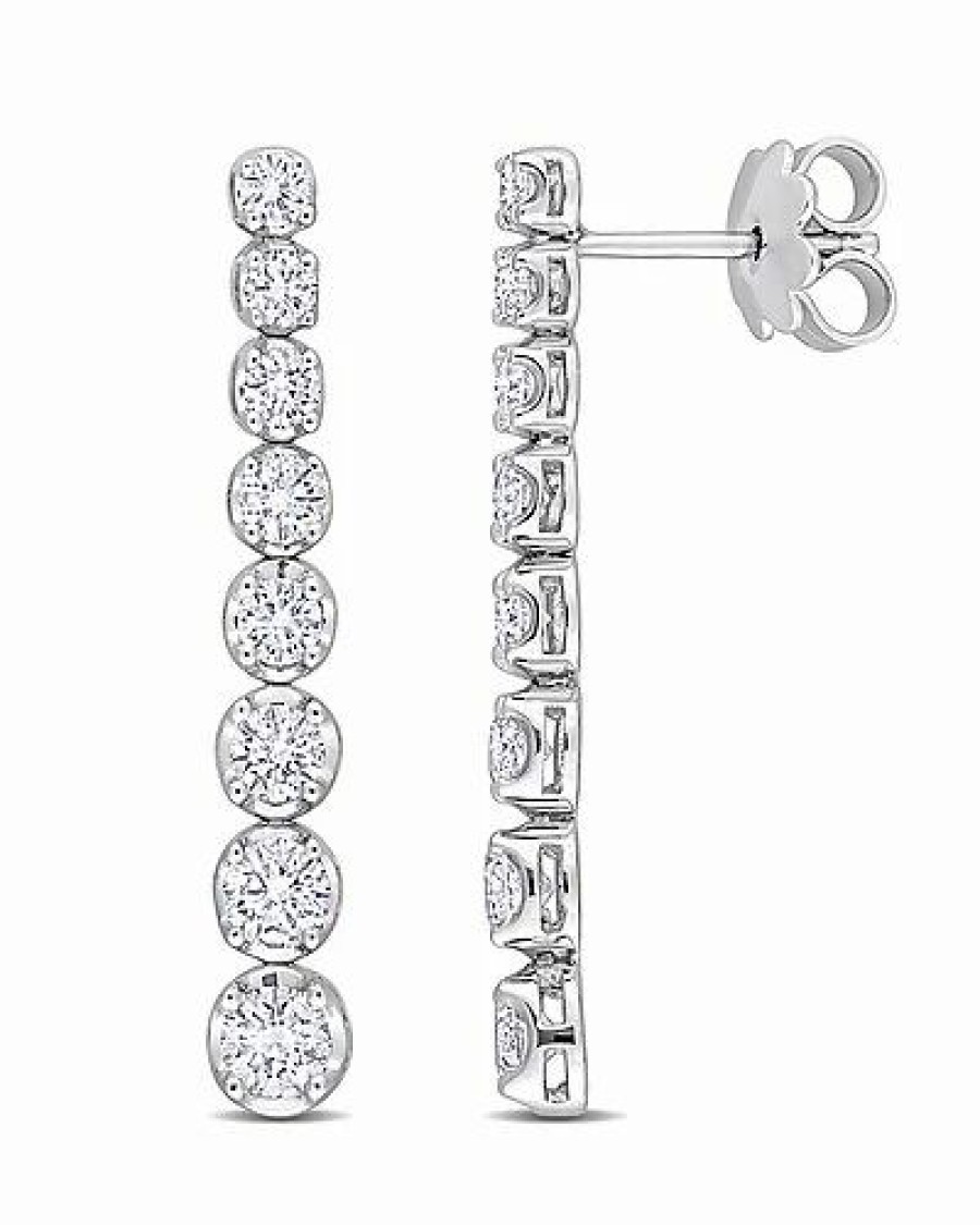 Earrings * | Diamond Select Cuts 14K 1.56 Ct. Tw. Diamond Graduated Drop Earrings Women