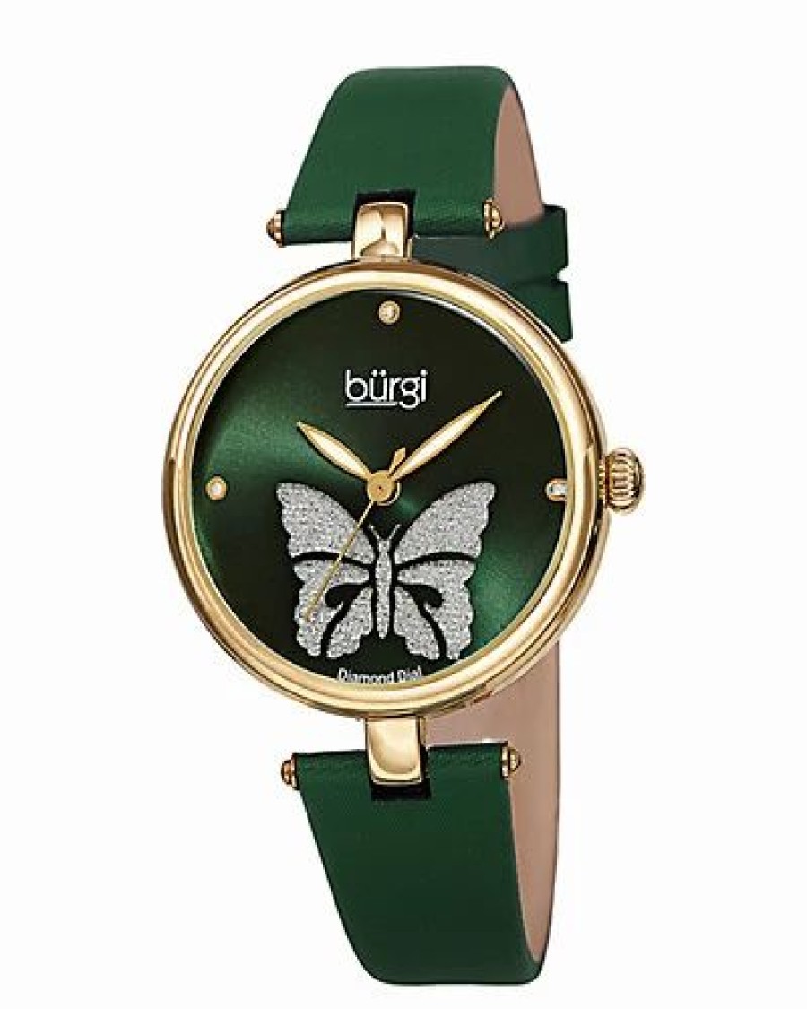 Watches * | Burgi Women'S Satin Leather Diamond Watch