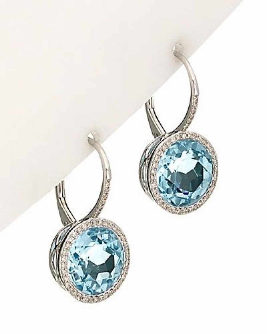 Earrings * | Diana M. Fine Jewelry 14K 9.19 Ct. Tw. Diamond & Topaz Earrings Women