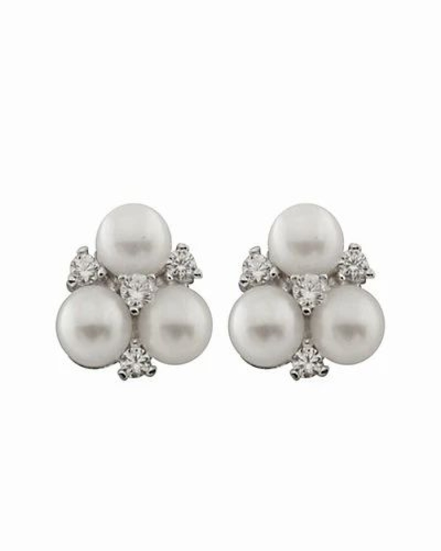 Earrings * | Splendid Pearls Ted Silver 5-5.5Mm Freshwater Pearl Earrings Women