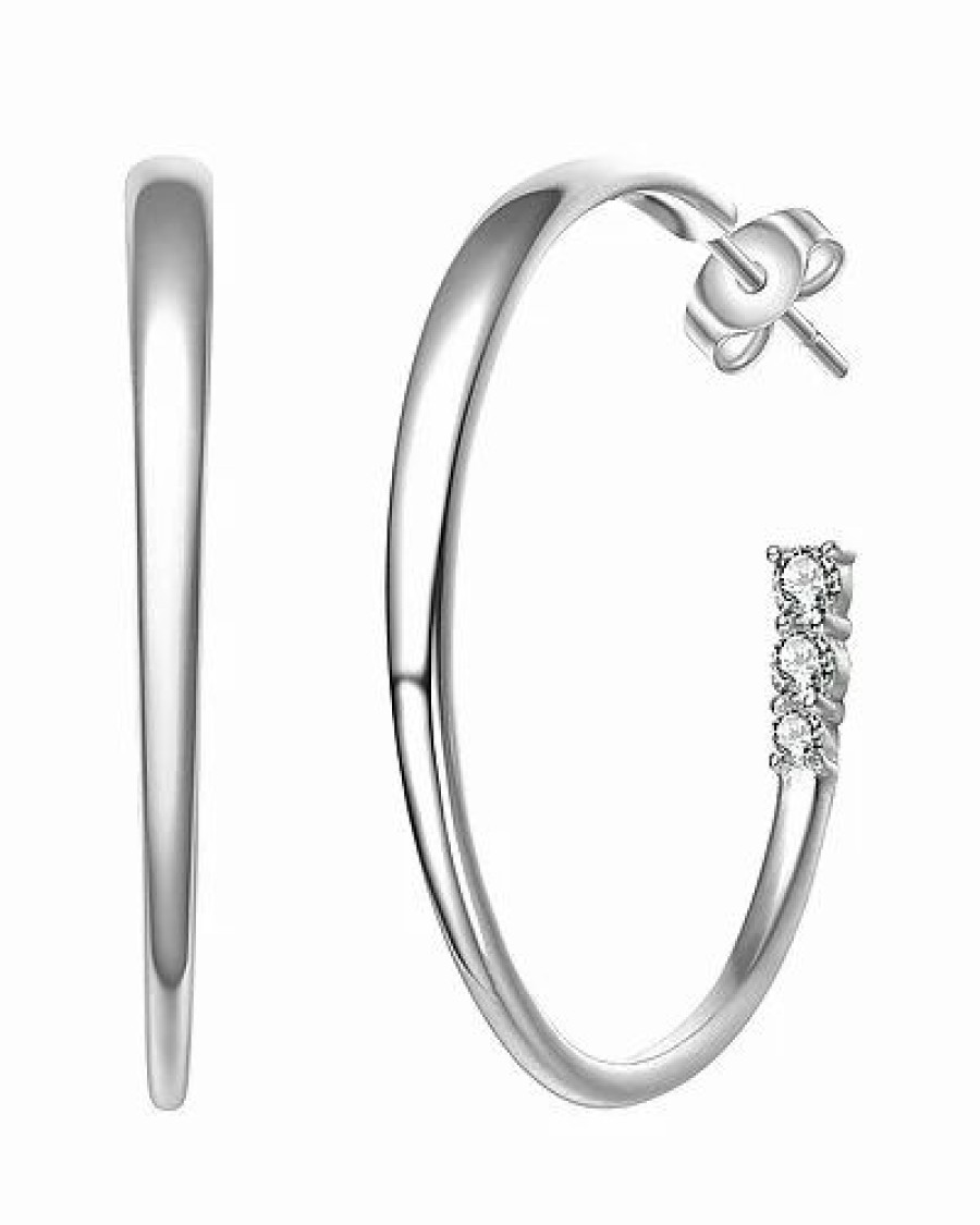 Earrings * | Genevive Silver Cz Earrings Women