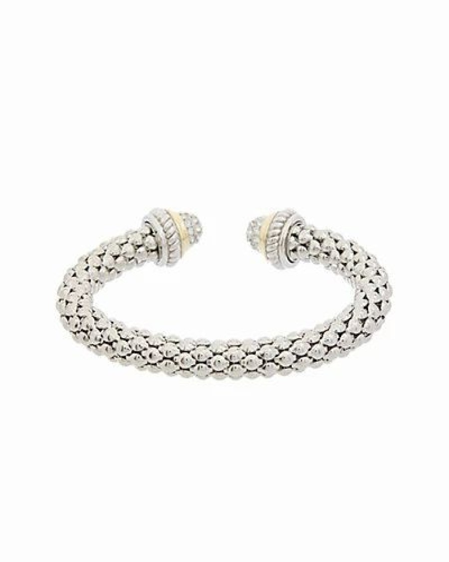 Bracelets * | Juvell 18K Plated Cz Popcorn Mesh Cuff Women