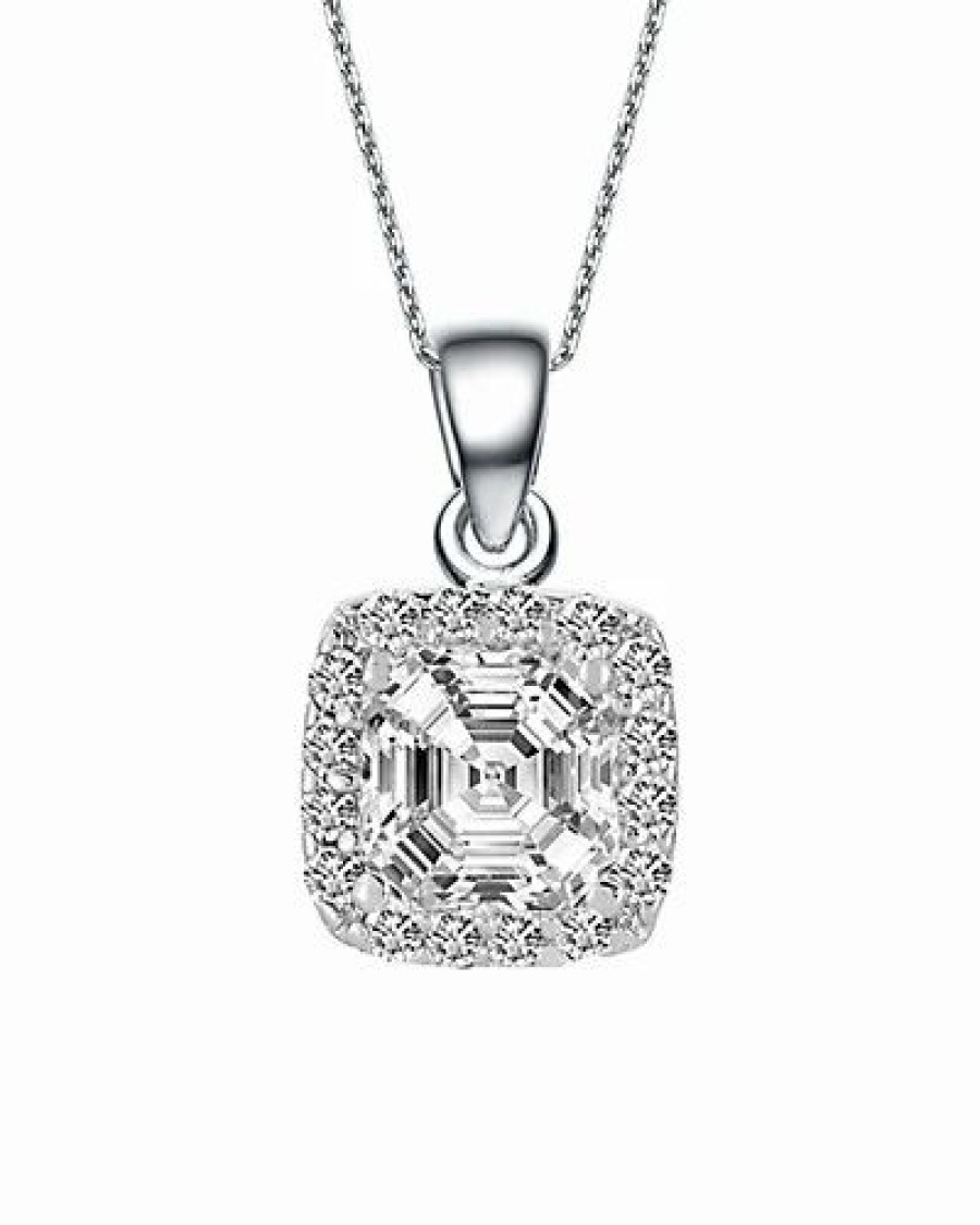 Necklaces * | Genevive Silver Cz Necklace Women