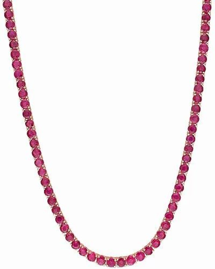 Necklaces * | Rina Limor 14K Rose Gold 12.00 Ct. Tw. Ruby Tennis Necklace Women