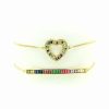 Bracelets * | Eye Candy La Os Angeles Luxe Collection 18K Plated Rainbow Heart Set Of Bracelets Women