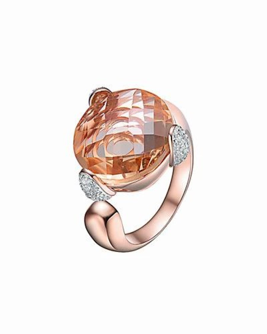 Rings * | Genevive Rose Gold Vermeil Cz Ring Women