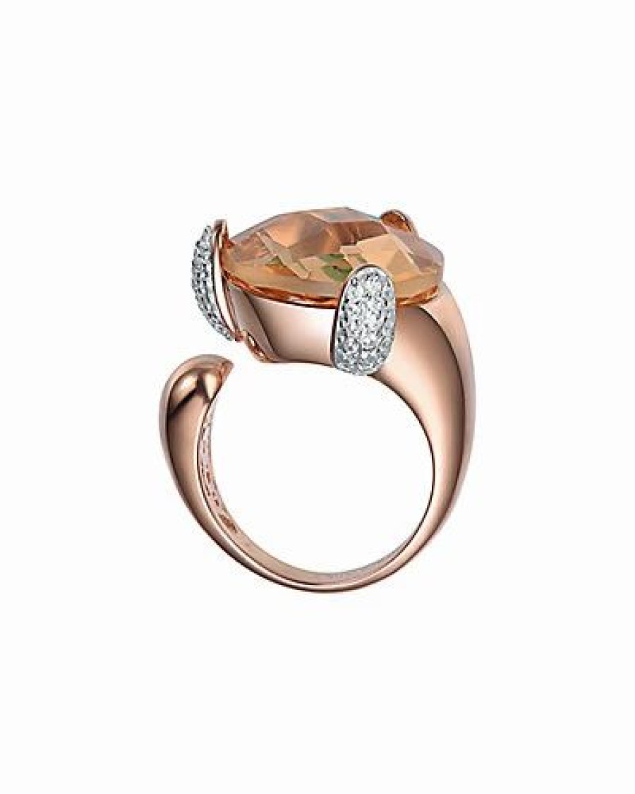 Rings * | Genevive Rose Gold Vermeil Cz Ring Women