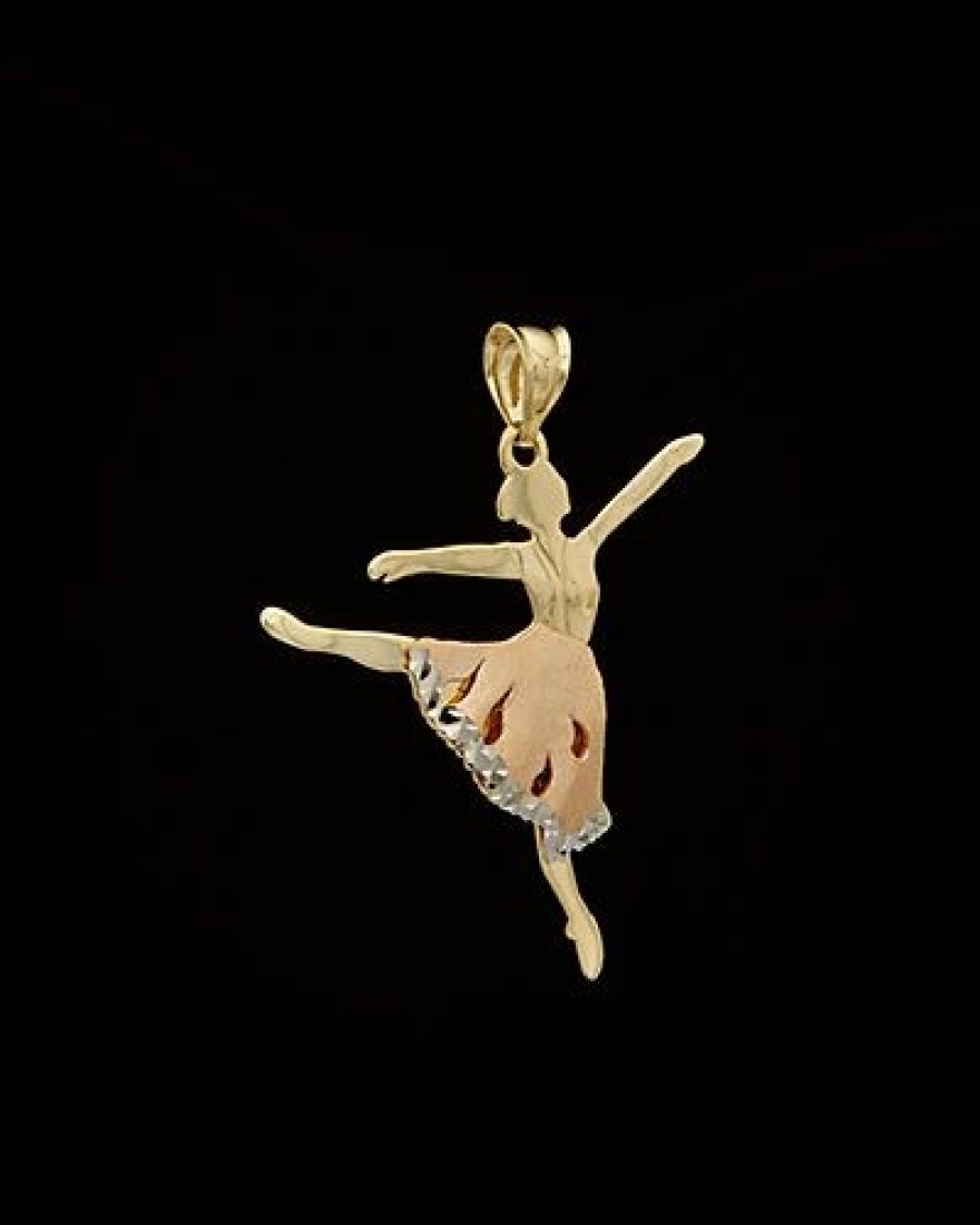 Necklaces * | 14K Italian Gold Tri-Tone Ballerina Pendant Women