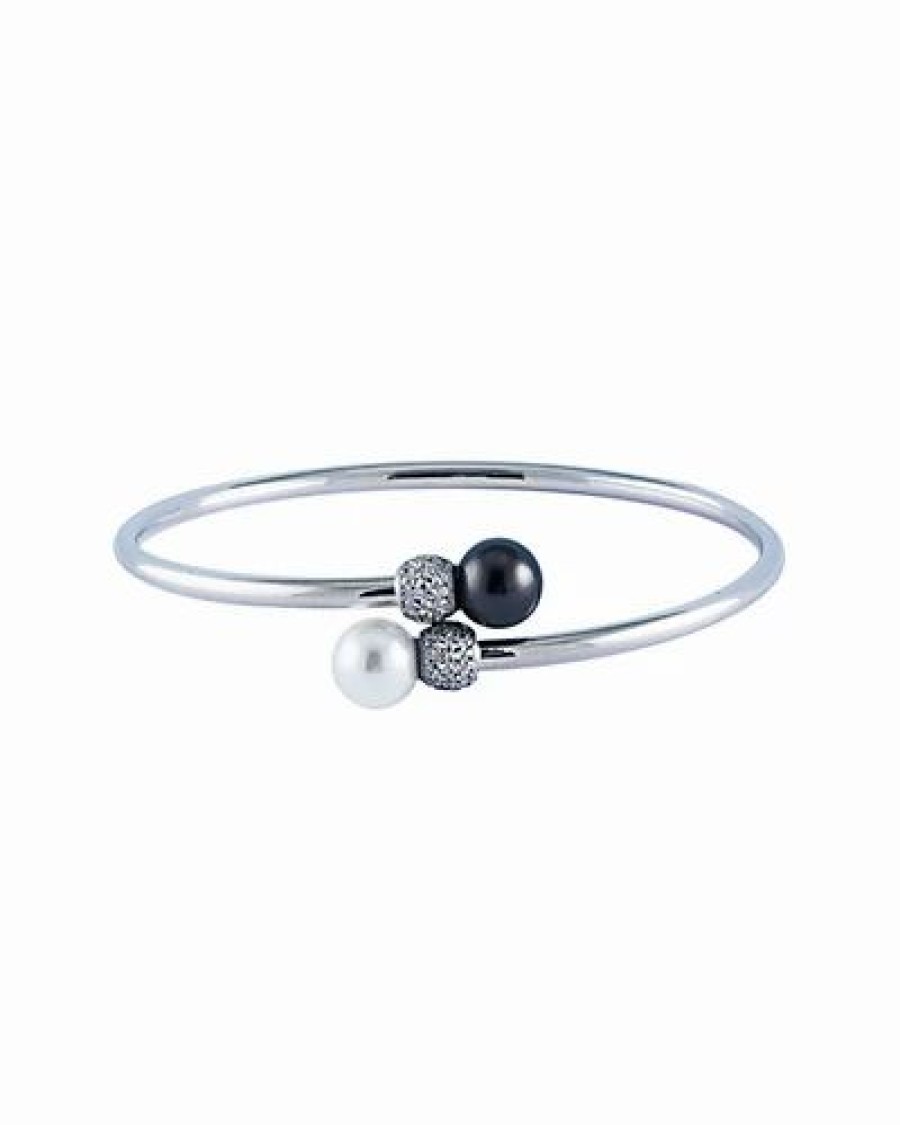 Bracelets * | Splendid Pearls Rhodium Plated Silver 8-9Mm Shell Pearl Bracelet Women