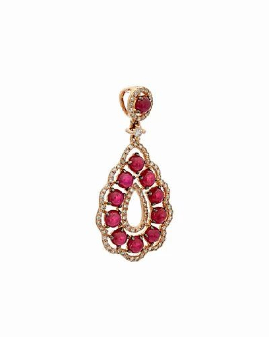 Pins * | Diana M. 14K Rose Gold 2.15 Ct. Tw. Diamond & Ruby Enhancer Women