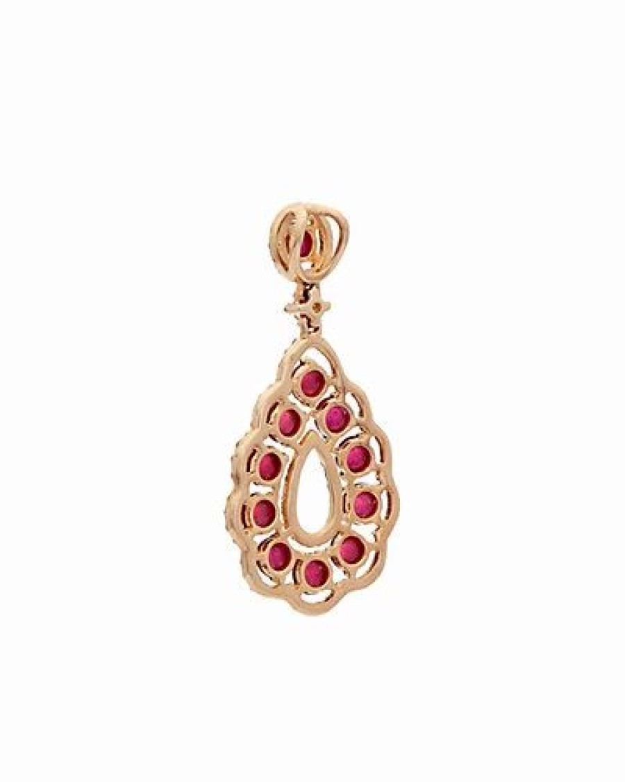 Pins * | Diana M. 14K Rose Gold 2.15 Ct. Tw. Diamond & Ruby Enhancer Women