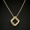 Necklaces * | 14K Italian Gold 3D Cube Adjustable Necklace Women