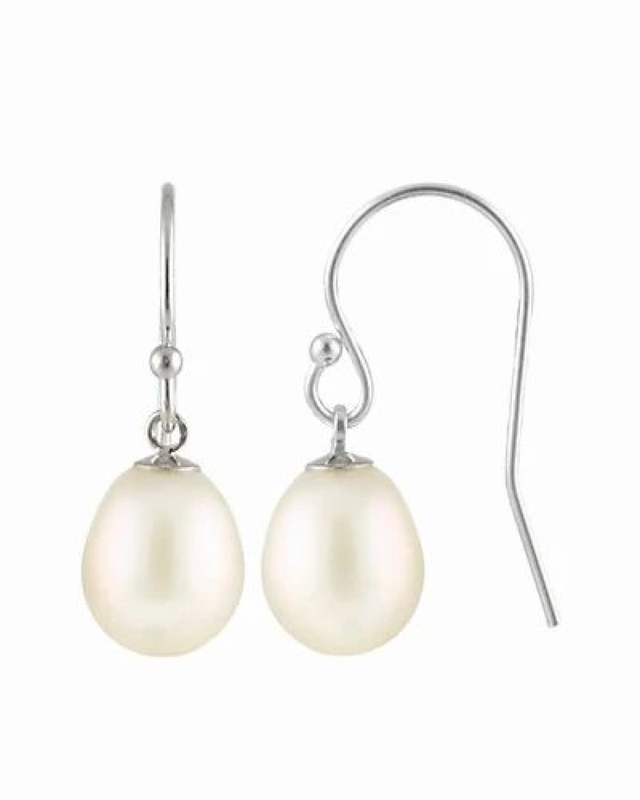 Earrings * | Splendid Pearls Rhodium Plated Silver 7-8Mm Pearl Drop Earrings Women