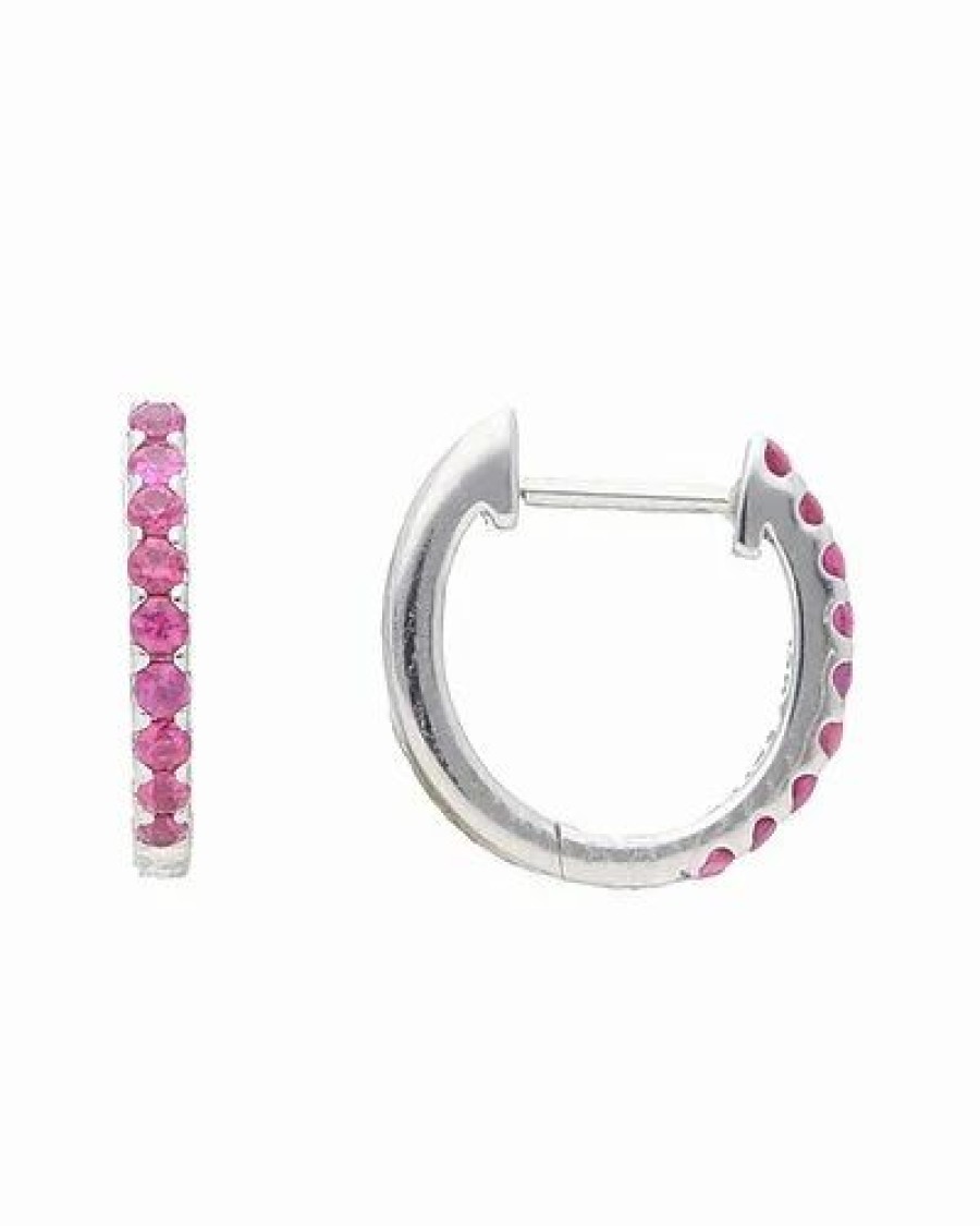 Earrings * | Nephora 14K 0.20 Ct. Tw. Ruby Huggie Earrings Women