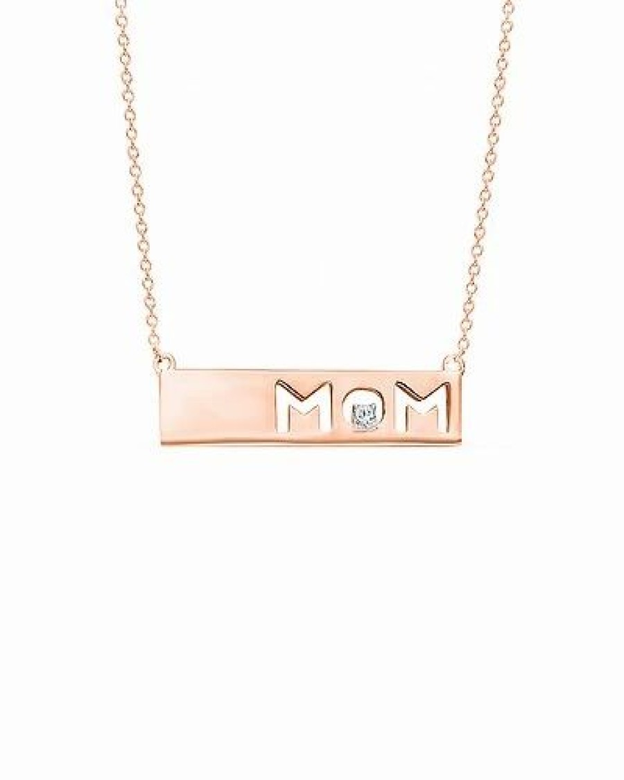 Necklaces * | Kallati 14K Rose Gold Diamond Mom Necklace Women