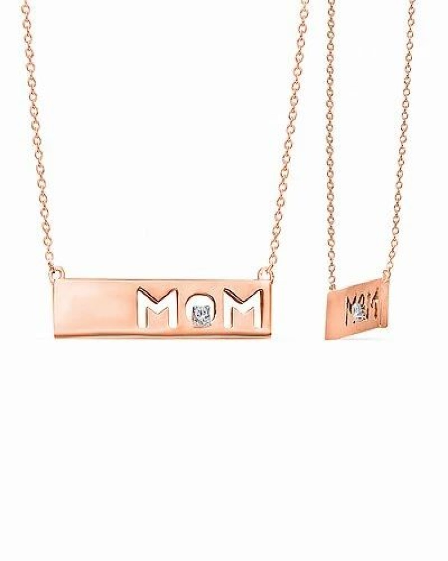 Necklaces * | Kallati 14K Rose Gold Diamond Mom Necklace Women