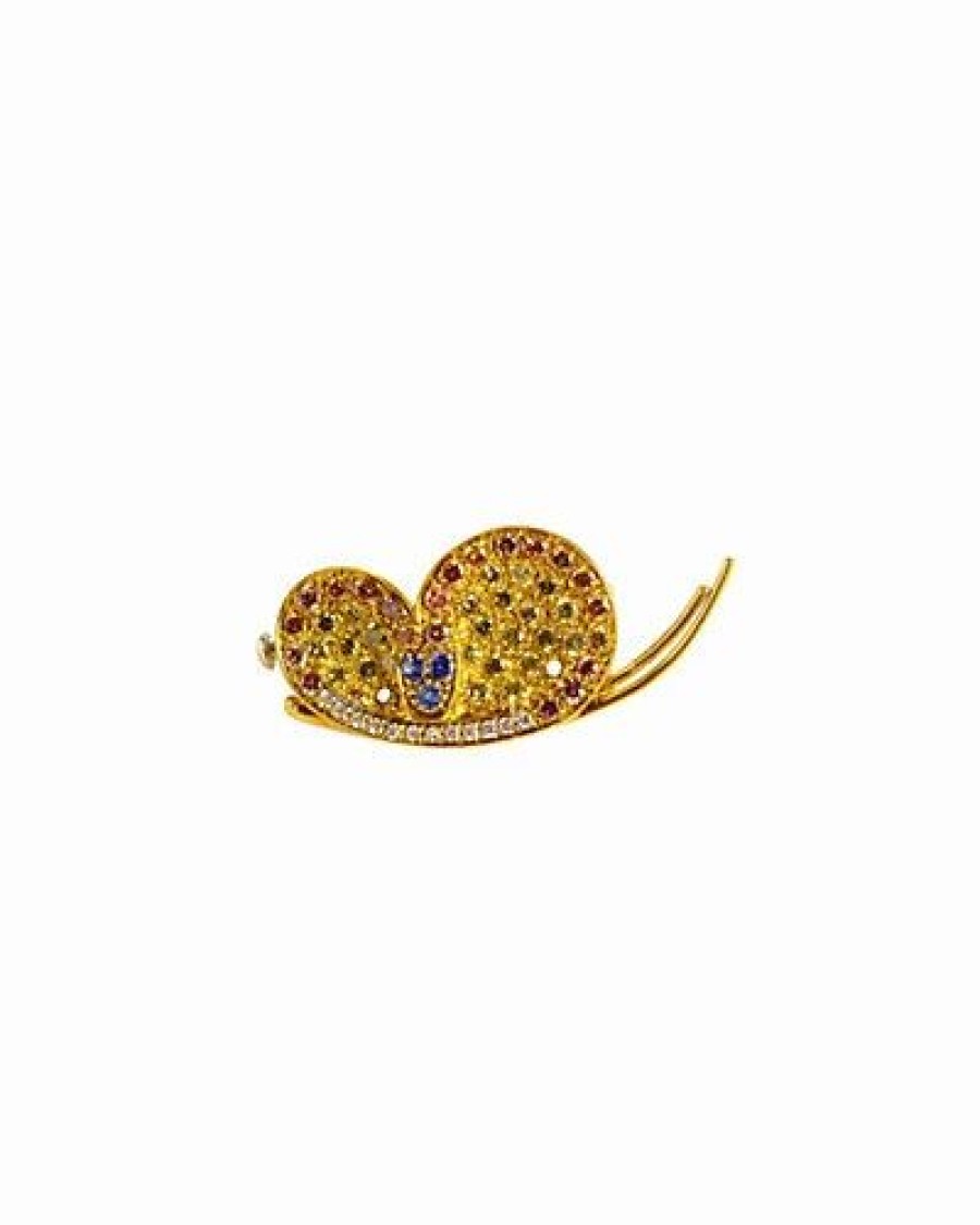 Pins * | Gemstones 18K 1.20 Ct. Tw. Diamond & Sapphire Pin Women