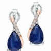 Earrings * | Kallati 14K Two-Tone 1.45 Ct. Tw. Diamond & Blue Sapphire Earrings Women