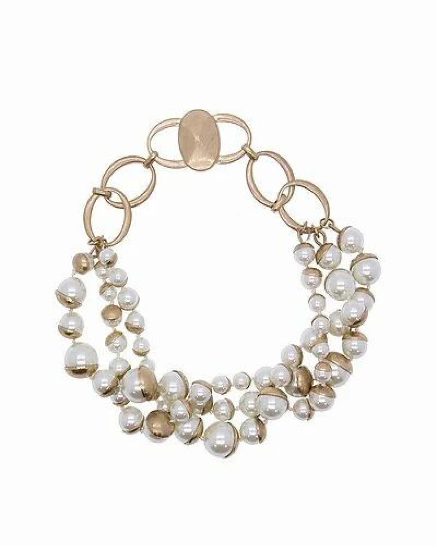 Necklaces * | Saachi Plated 8-16Mm Pearl Half Moon Necklace Women