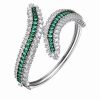 Bracelets * | Genevive Two-Tone Over Silver Cz Bangle Bracelet Women